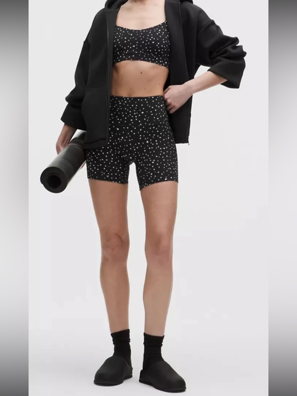 LULULEMON ALIGN NO LINE SHORT 6" HEART SCATTER DOT BLACK 6